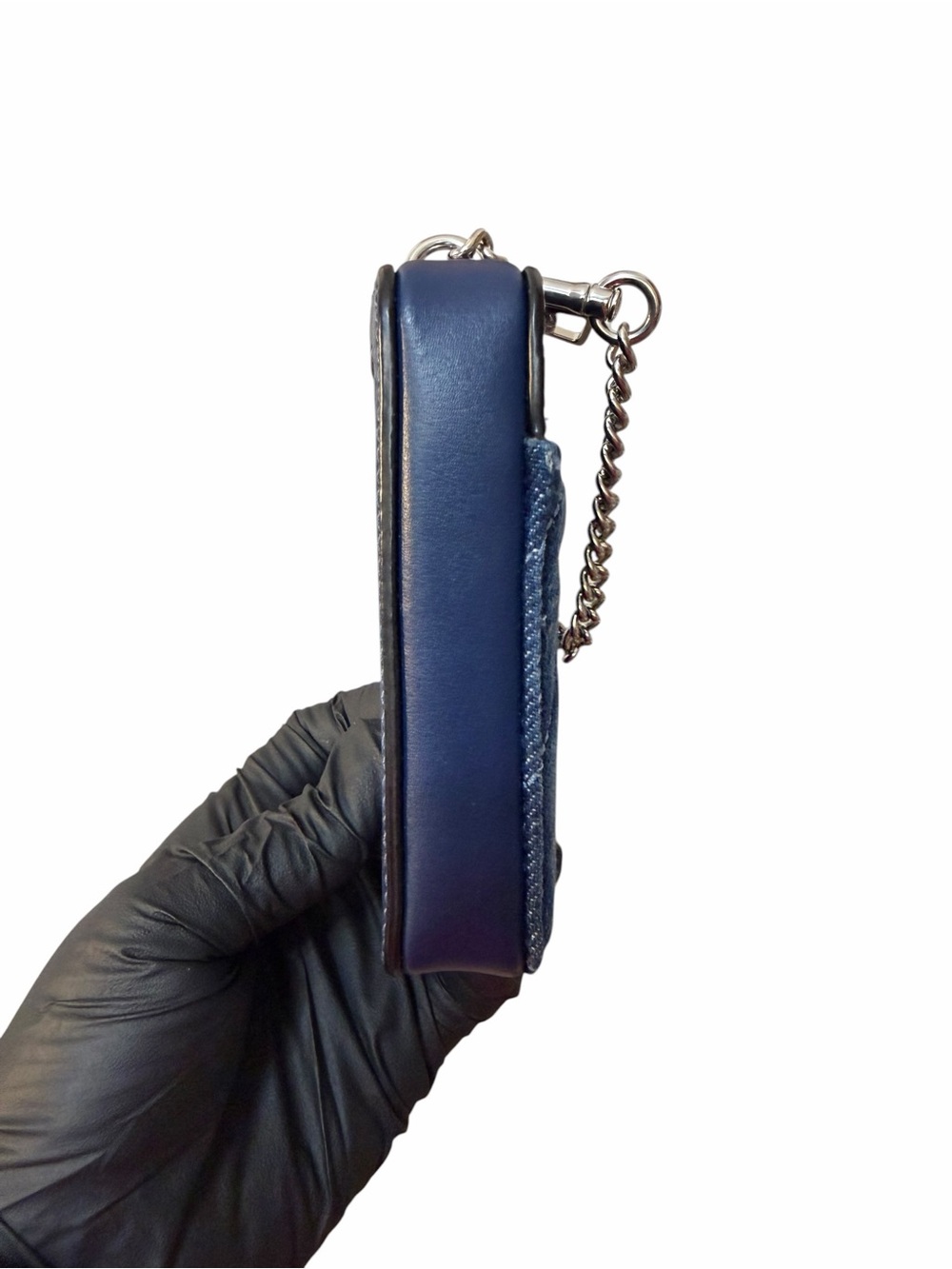 Coach Compact Distressed Denim Quilted & Leather Zip Wallet (A810) - Picture 6 of 9